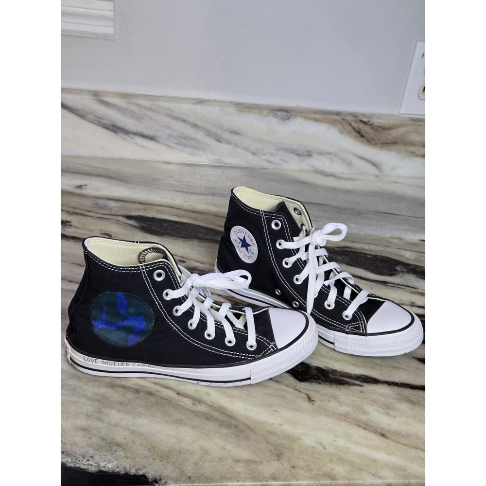Converse Chuck Taylor RARE LIMITED HAND PAINTED  Black Earth Sz M5 W7.5 Y2K INSP